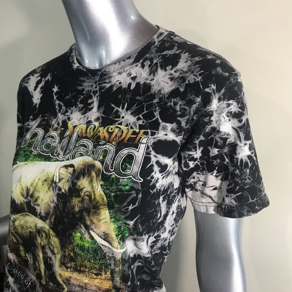 Thailand Women's Medium Elephant Print Tie Dye Crew Neck T Shirt "Land of Nature - Picture 6 of 13